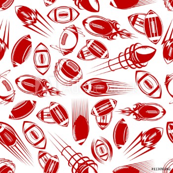 Picture of Seamless red sketched rugby balls pattern